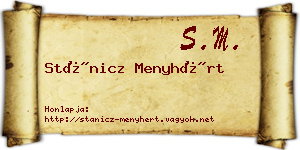 Stánicz Menyhért névjegykártya